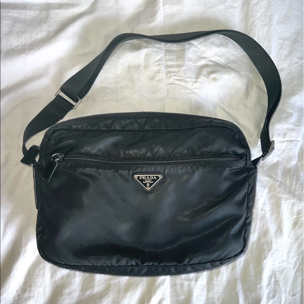Authentic Prada Black Nylon Crossbody Bag